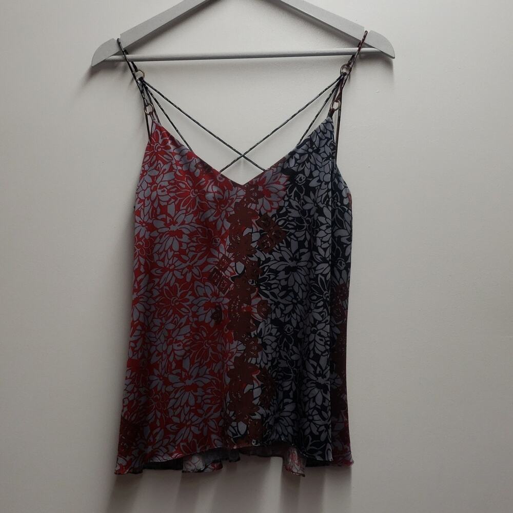 Cinq à sept 100% Silk Strappy Criss Cross Blouse Women's Small